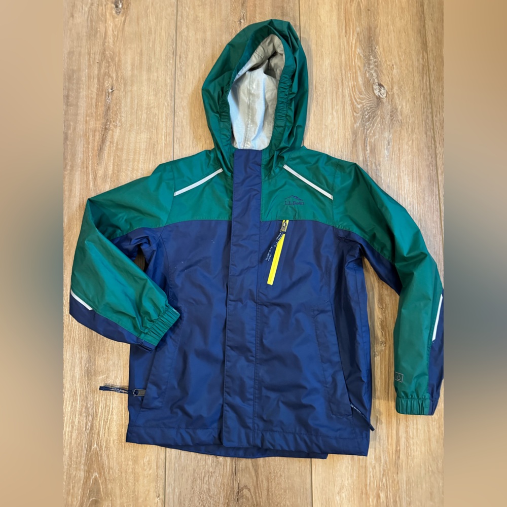 L.L. Bean Green and blue rain Jacket windbreaker